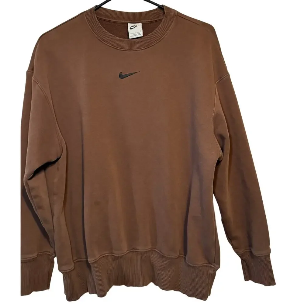 Nike Center Swoosh Pullover Sweatshirt Brown Size Small (S/P/CH)